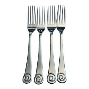 Set of 4 AMMONITE BRIGHT (Glossy) Design Robert Welch 18/10 Dinner Forks